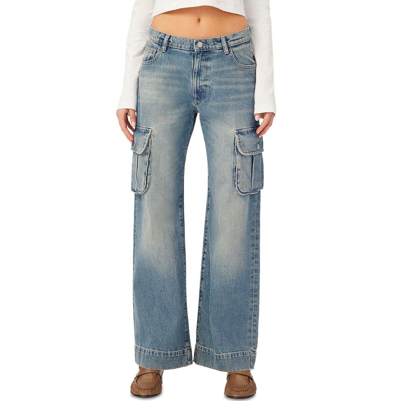 Dl1961 Womens Zoie Rigid Low-Rise Wide-Leg Jeans 32 Aged Mid Cargo - Nwt